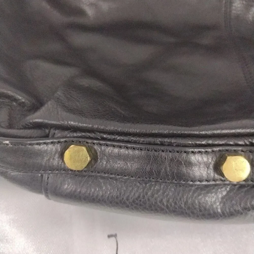 Rebecca Minkoff Hobo Bag Womens Large Black Leather Studded Gold Shoulder Purse